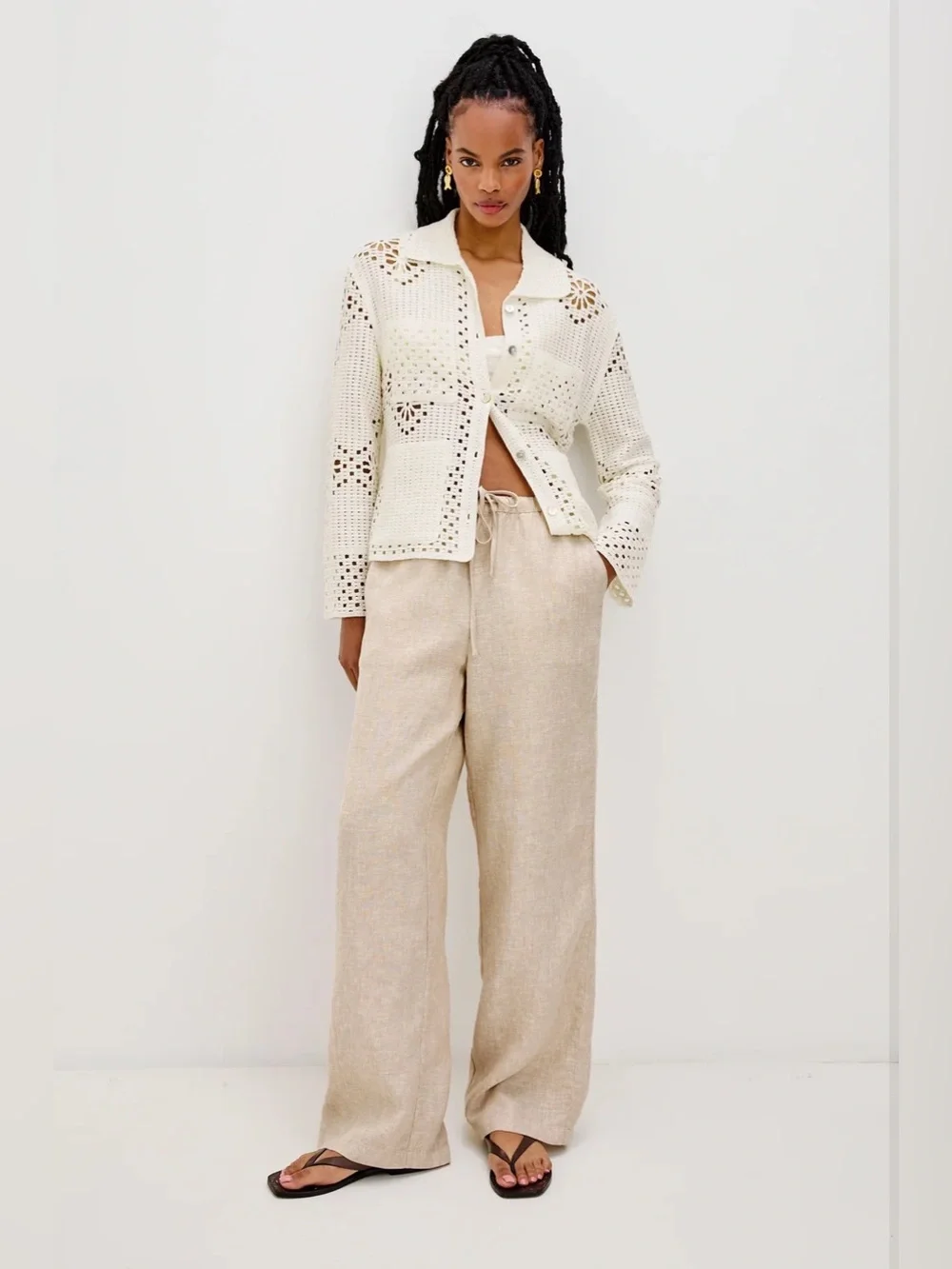 Rails Patmos Sweater Ivory White Cream Crochet Knit Size Small NWT New